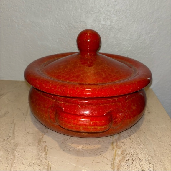 De Silva Italy Large Baking Casserole Dish Red Terracotta Pot with Lid - Picture 5 of 15